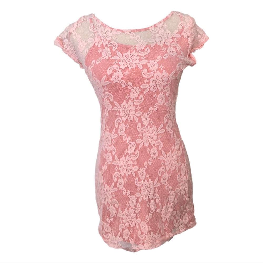 Lacy Pastel Pink Bodycon Dress